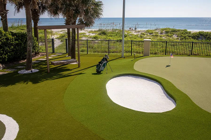 Artificial golf green with chipping area from SYNLawn